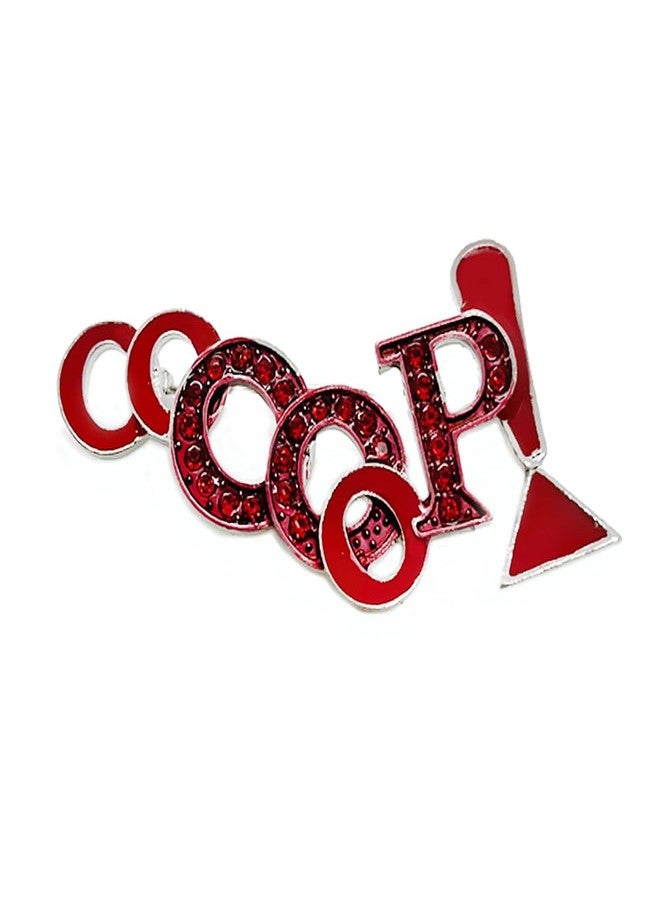 muiot D Sorority Spiritual Symbol Brooch Red Rhinestone Metal Letter OOOOOP PIN For Stylish Women - Image 1